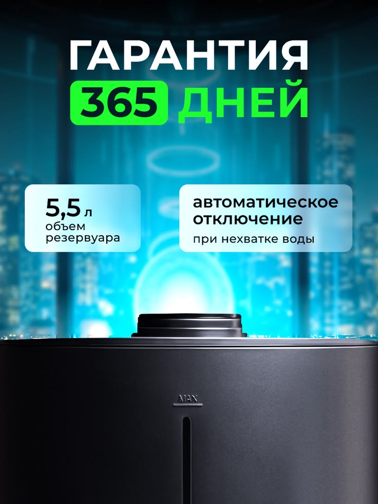 Умный увлажнитель воздуха - стильная инфографика для маркетплейса, 2